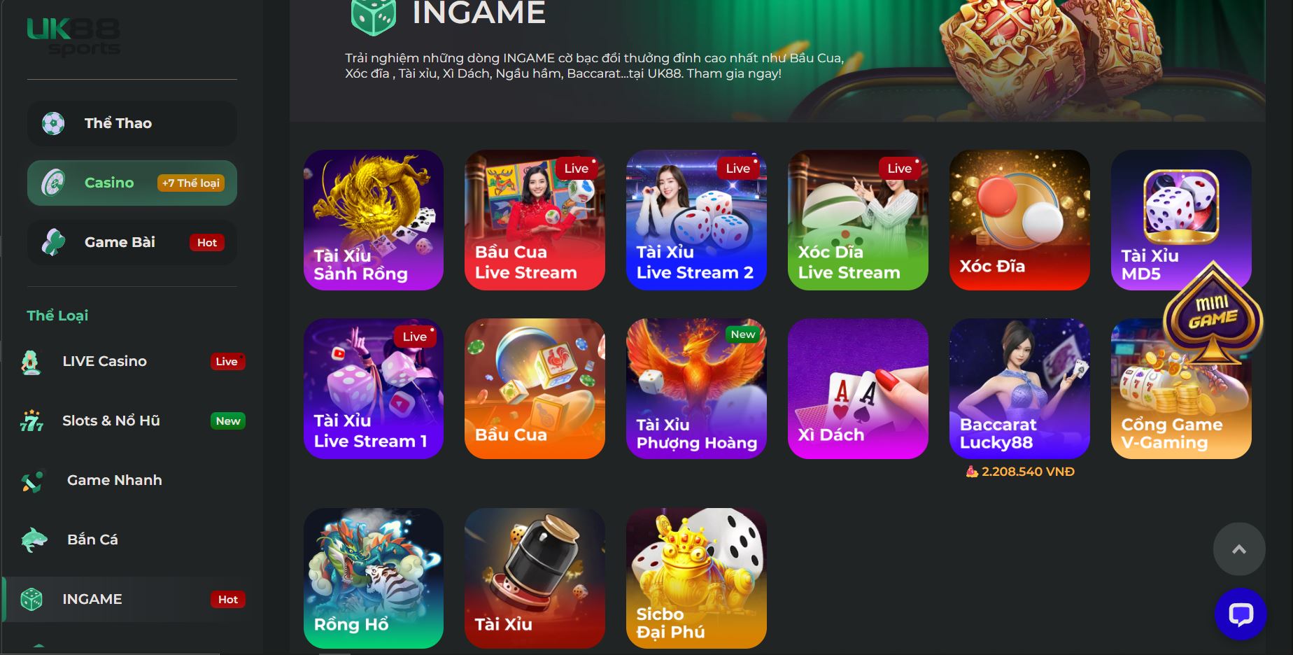 Nha cai uk88 cung cấp kho game cực khủng